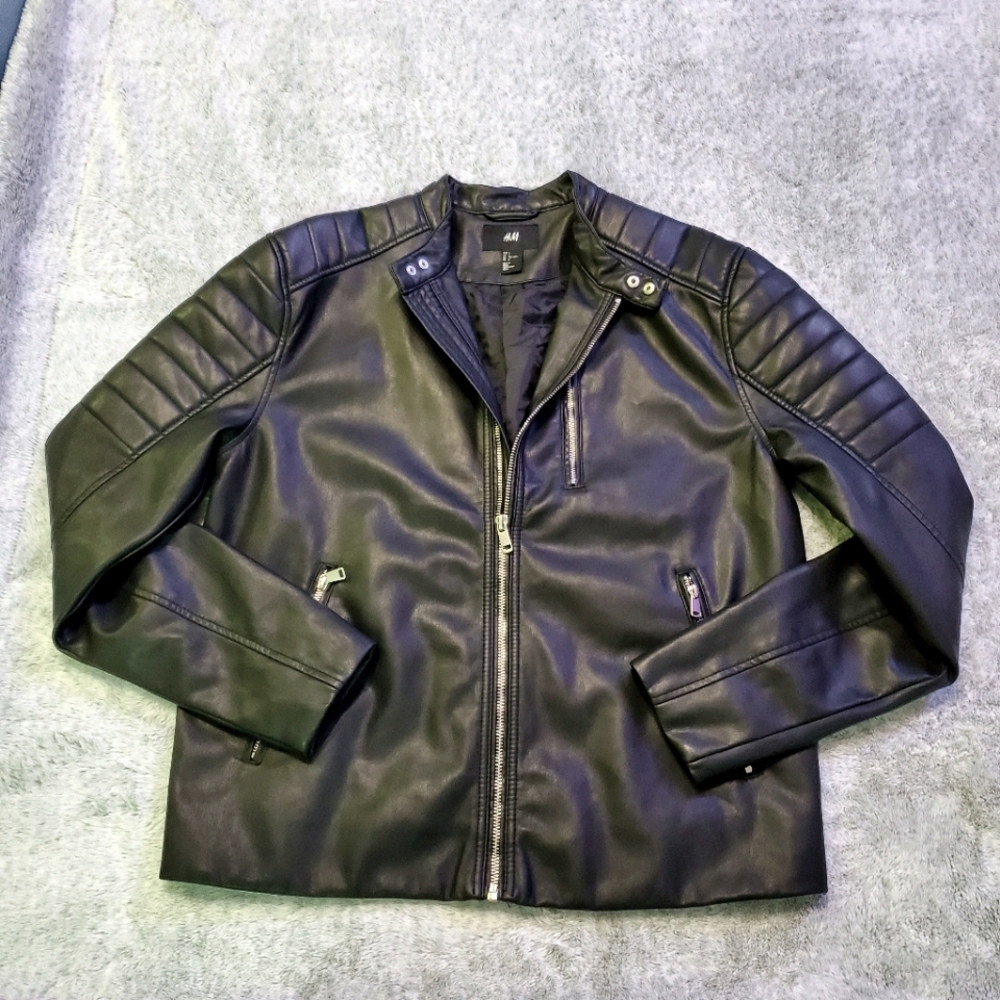 H&M Women's Black Leather Biker Moto Jacket